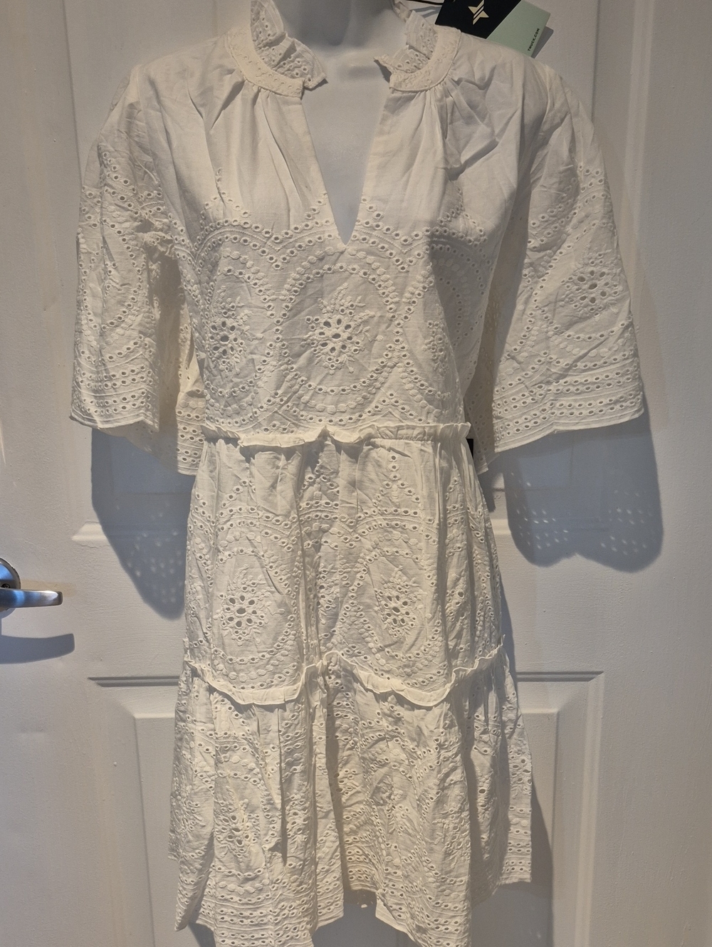NWT Tuckernuck White Eyelet Tiered Mini Dress - Size XL